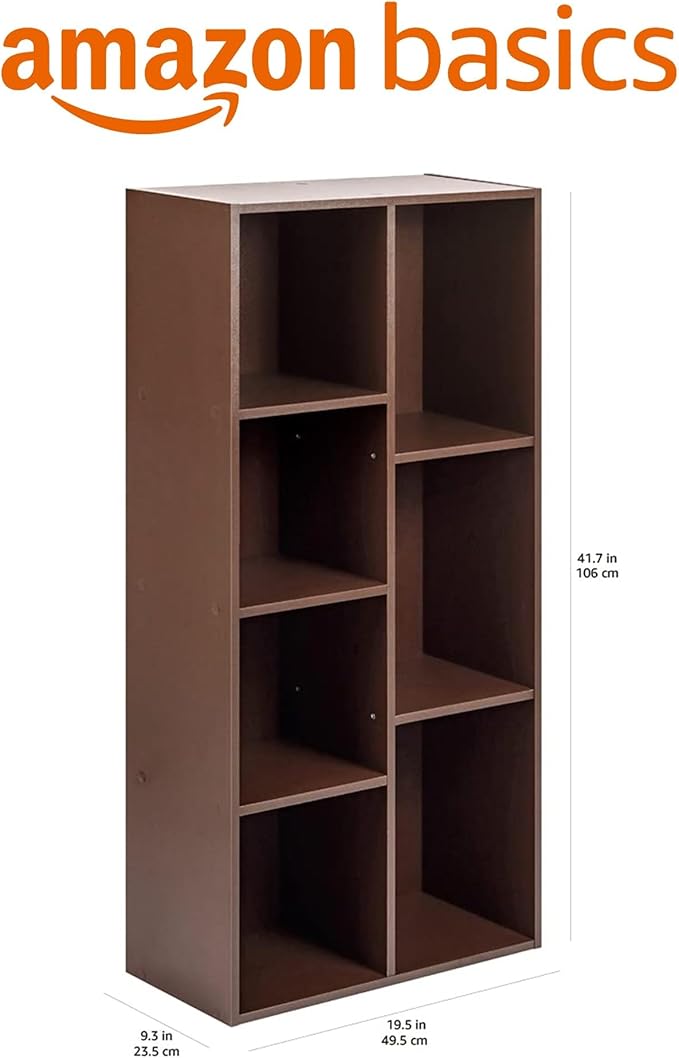 Amazon Basics 7 Cube Storage Organizer Bookcase, Sturdy Shelves, Book Shelf