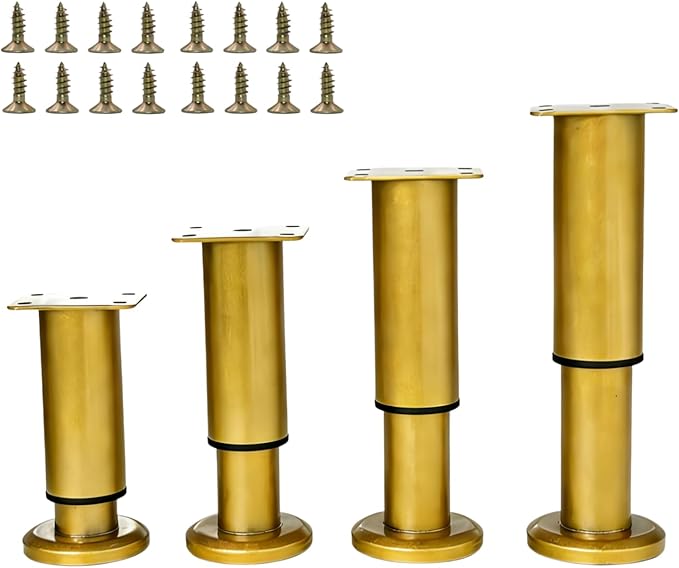 4PCS Adjustable 7.08-12.2 Inch Metal Furniture Legs Brass Furniture Replacement