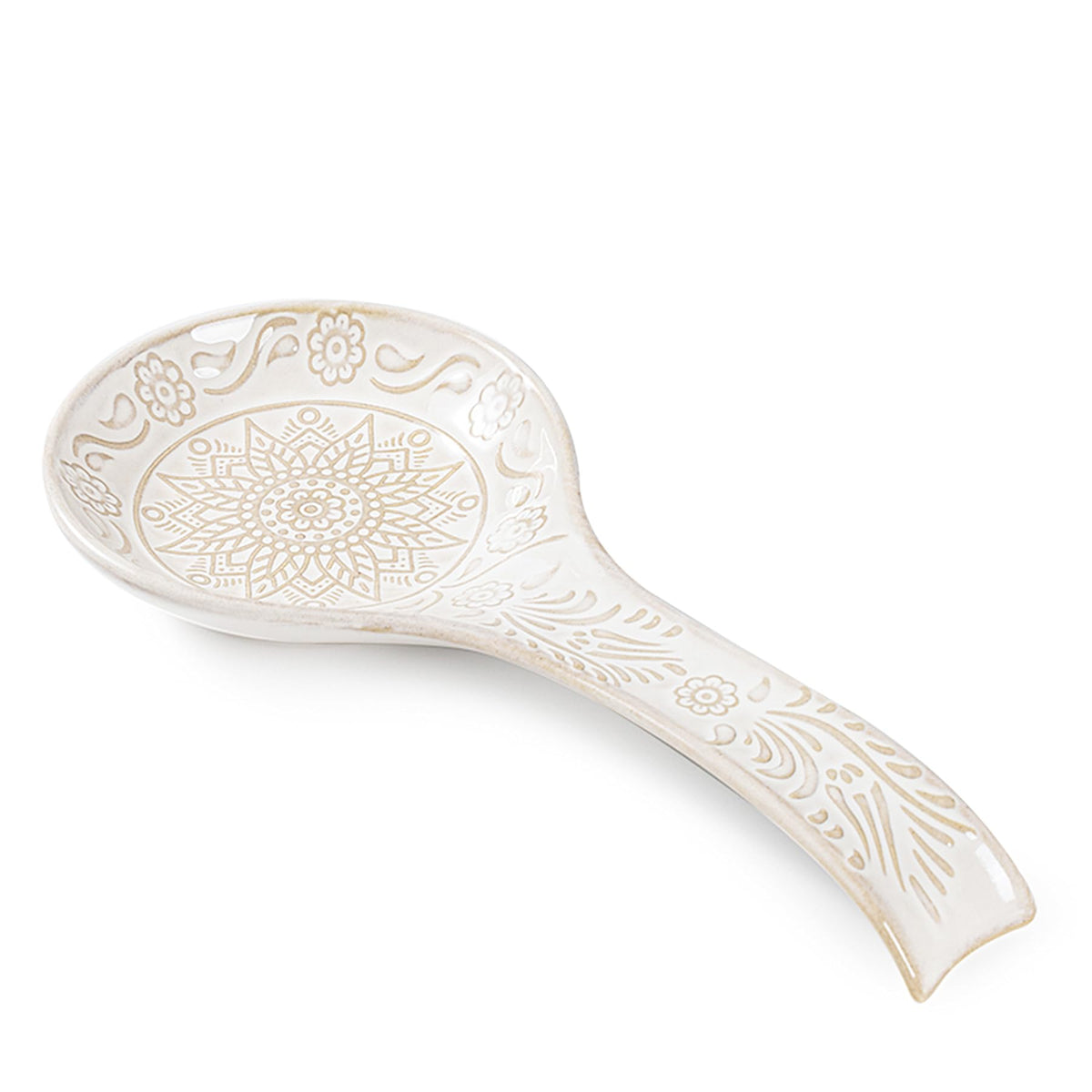 Ceramic Spoon Rest, 9 Inches Large Spoon Holder for Kitchen Counter, Kitchen Accessories, Dishwasher Safe, White