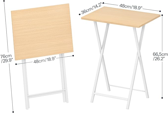 HOOBRO Folding TV Tray Tables, Industrial Snack Tables