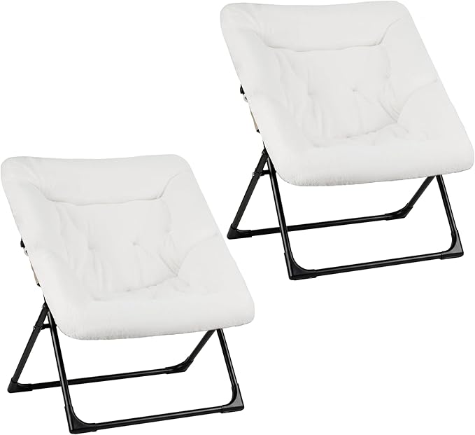 Comfy Saucer Chair for Adults, Soft Faux Fur Bedroom Chair, Accent Dorm Chairs