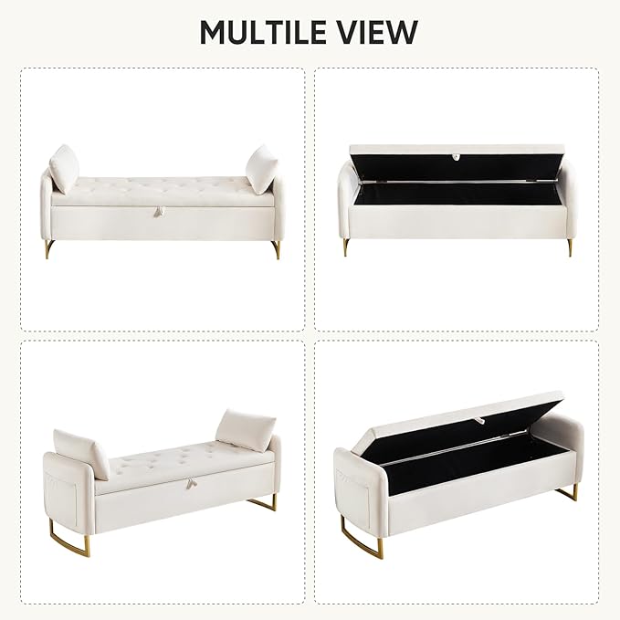 48" End of Bed Bench, Modern Storage Benches