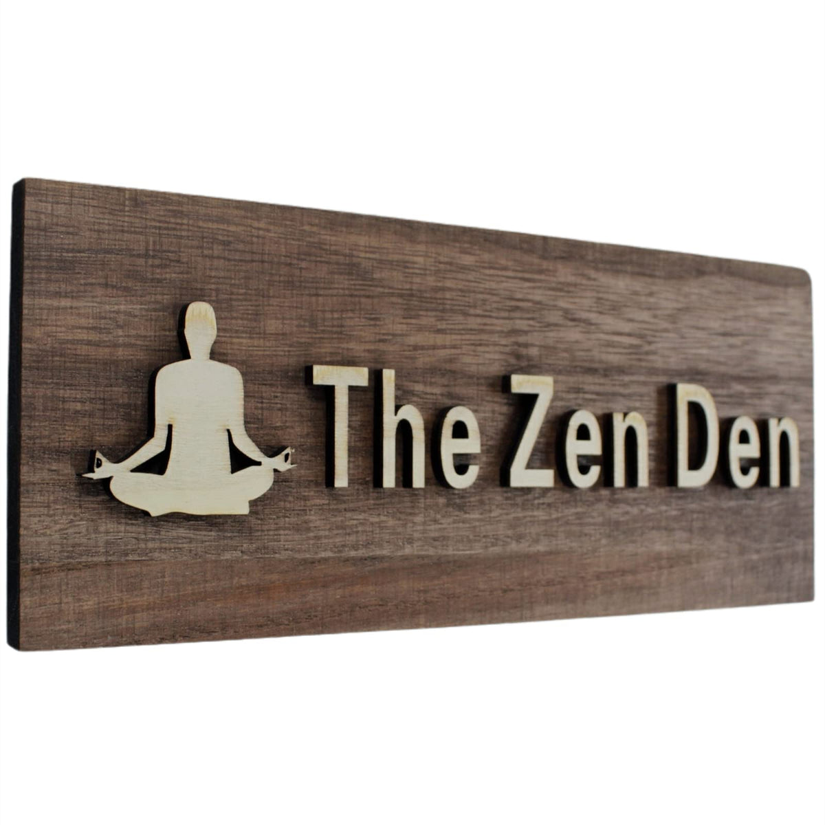 FIREFLYWEB The Zen Den signs Room Decor Meditation in Progress Wall Hanging Sign,Inspirational Wooden Door Plaque for Yoga Studio Bedroom Decoration (Brown)