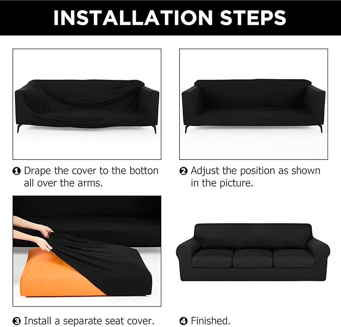 HunnmingRe Sofa Covers for 3 Cushion Couch Stretch Sofa and Loveseat Covers Set