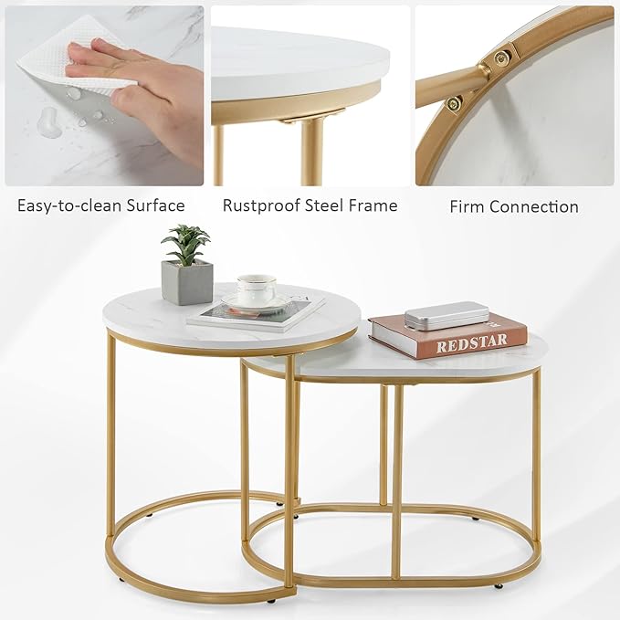 Giantex Modern Nesting Coffee Table Set of 2, Coffee Table & End Table Sets