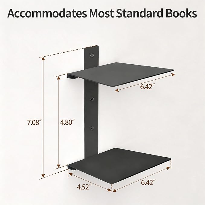 Invisible Floating Bookshelves 4 Tier, Heavy Duty Metal Book Organizer