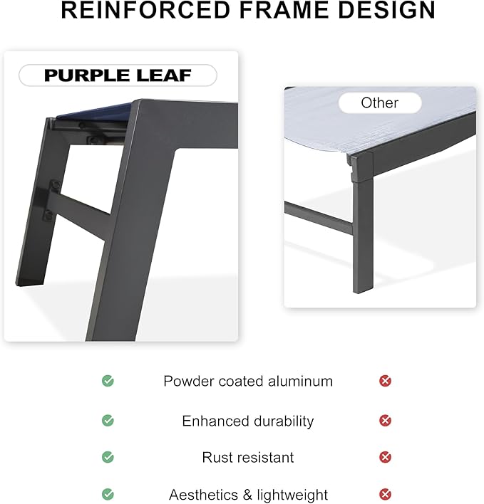 PURPLE LEAF Outdoor Chaise Lounge Set of 2 Aluminum Patio Lounge Chair