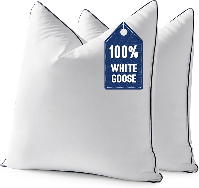 MIULEE Goose Feather Down 18x18 Pillow Insert Set of 2
