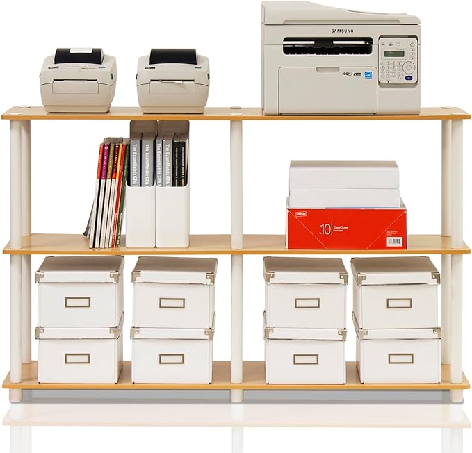 Furinno TURN-N-TUBE Storage Shelves, 3-Tier 47.4 Wide Book Shelf, Corner Shelf