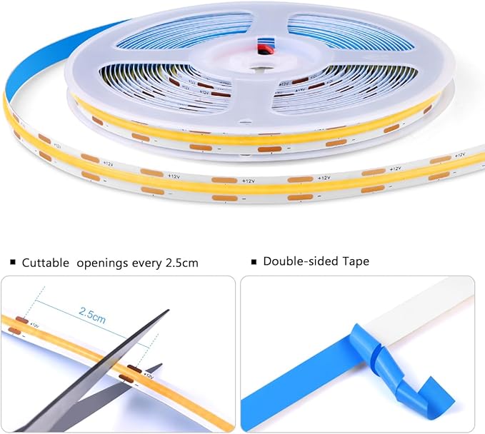AIMENGTE 12V COB LED Cabinet Lights Strip, 6 x 3.3ft Touch Dimmable 3000K