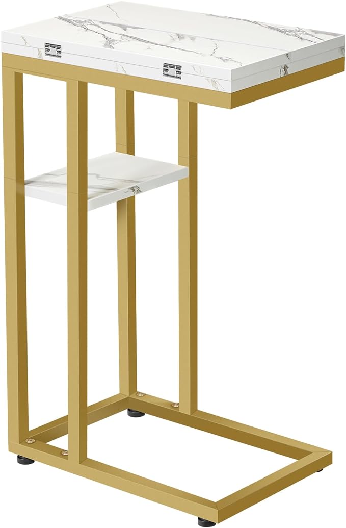 HOOBRO Foldable C Shaped End Table, C Shaped Side Table