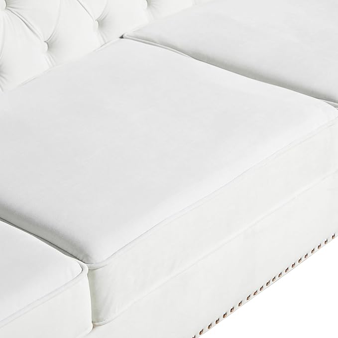 LEVNARY Chesterfield Loveseat Velvet, Upholstered Sofa