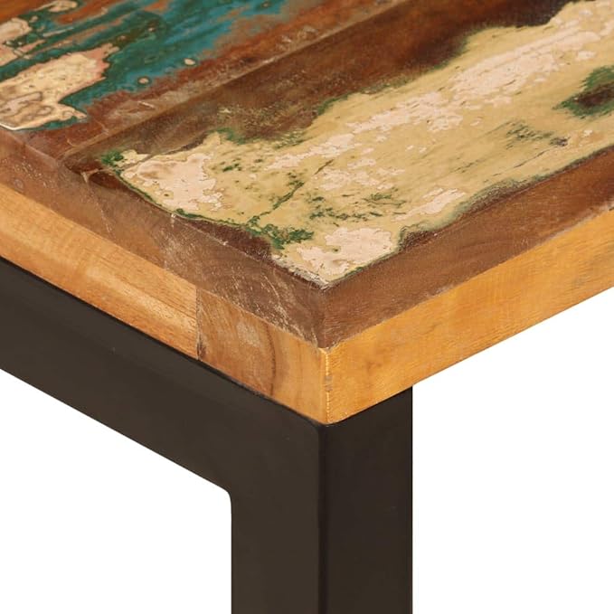 Rustic Multicolor Coffee Table, Solid Reclaimed Wood, Sturdy Steel Legs