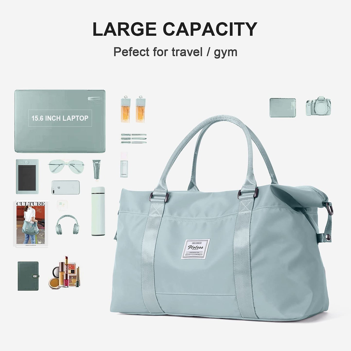 Sport Travel Duffle Bag Large Gym Tote Bag for Women, Weekender Carry on Bag for Airplane, Ladies Beach Overnight Bag Waterproof Luggage Bag with Wet Pocket