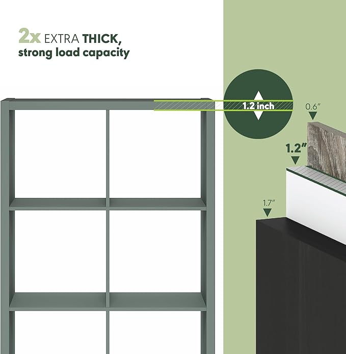 Furinno Cubicle Book Shelf, 8-Cube Bookshelf, Extra Thick Frame Horizontally &
