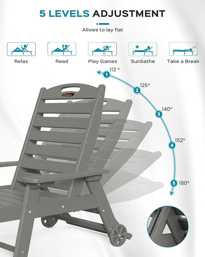 Ciokea Outdoor Lounge Chair Set of 4, All Weather Patio Chaise Lounge Chairs