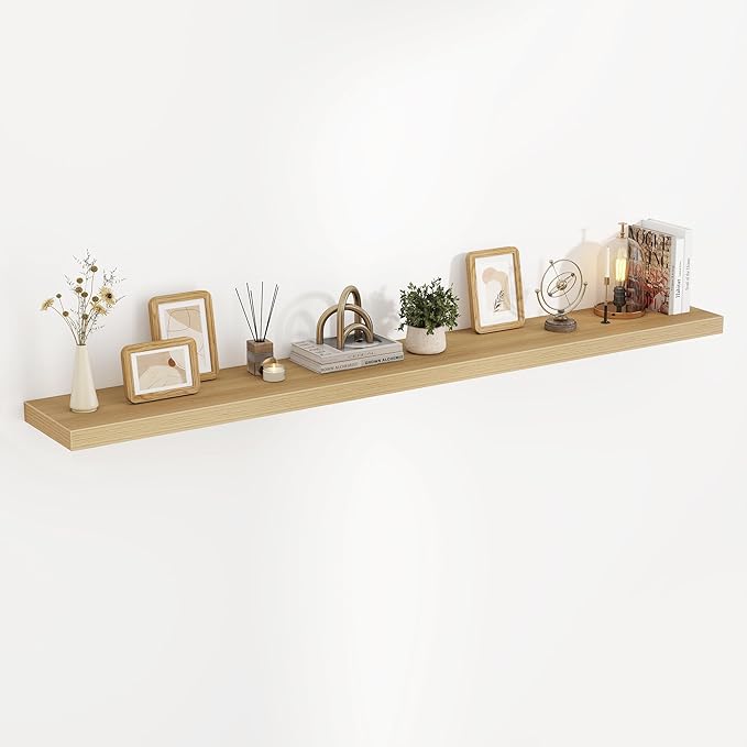 Acovy 72 Inch Floating Shelves, 3D Textured Wood Grain, Wooden Shelves