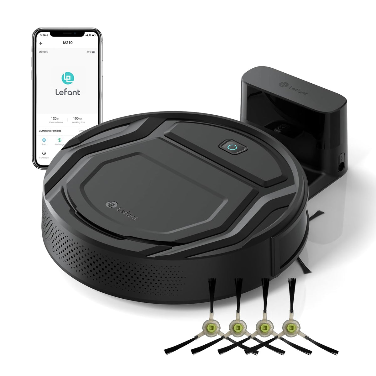 Lefant Robot Vacuum Cleaner Slim Quiet,2200Pa Powerful Suction,120 Mins Runtime,6 Cleaning Modes,Wi-Fi/App/Alexa,Self-Charging Pet Hair Robotic Vacuum Ideal for Hard Floor,Low-Pile Carpet,M210 Pro