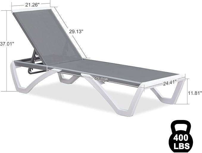 PURPLE LEAF Patio Chaise Lounge Chair Set Outside Aluminum Plastic Stackable