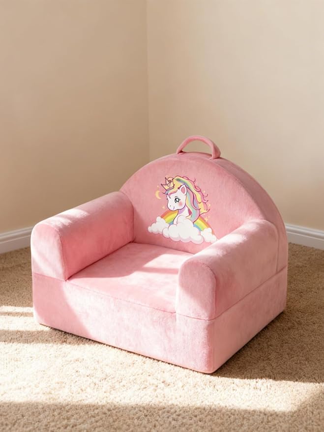 Kids Sofa Chair with Removable Washable Cover & Magic-Tape Backrest Toddler