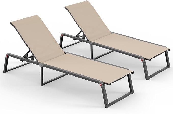 Aluminum Chaise Lounge Chair Outdoor, Foldable& No Assembly Patio Pool Lounge