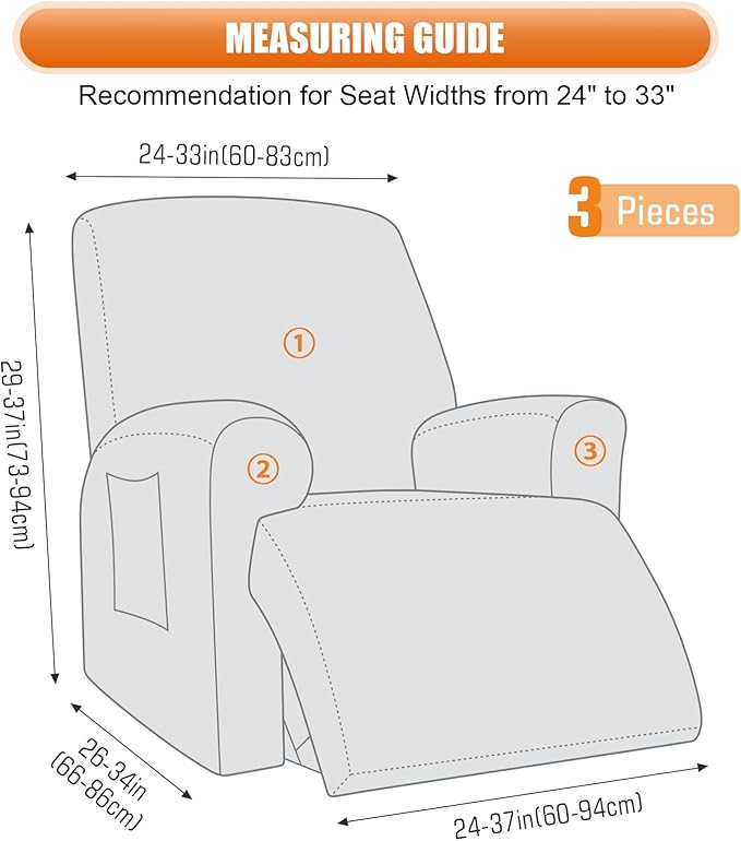 VANSOFY Recliner Chair Covers, 3-Pieces Stretch Recliner Covers