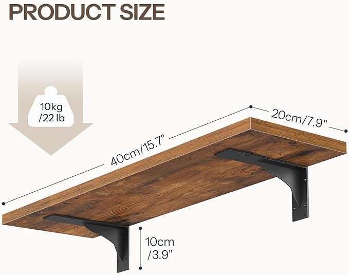 HOOBRO Floating Shelves for Wall, 15.7" Wall Mounted Shelves Set of 2, Hanging
