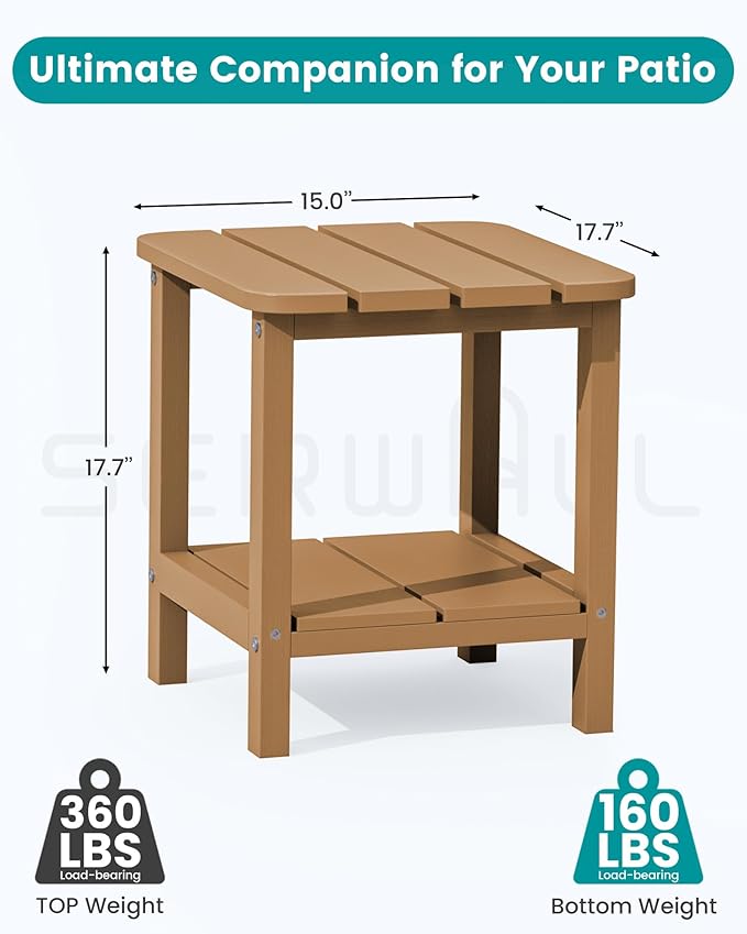 SERWALL Double Adirondack Side Table Rectangular End Table Set of 6