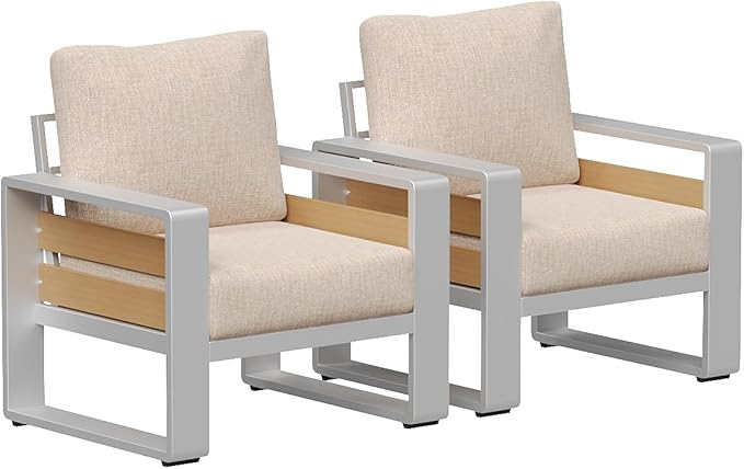 Aoxun Aluminum Outdoor Patio Furniture Set, 2 Seats Metal Sectional Patio