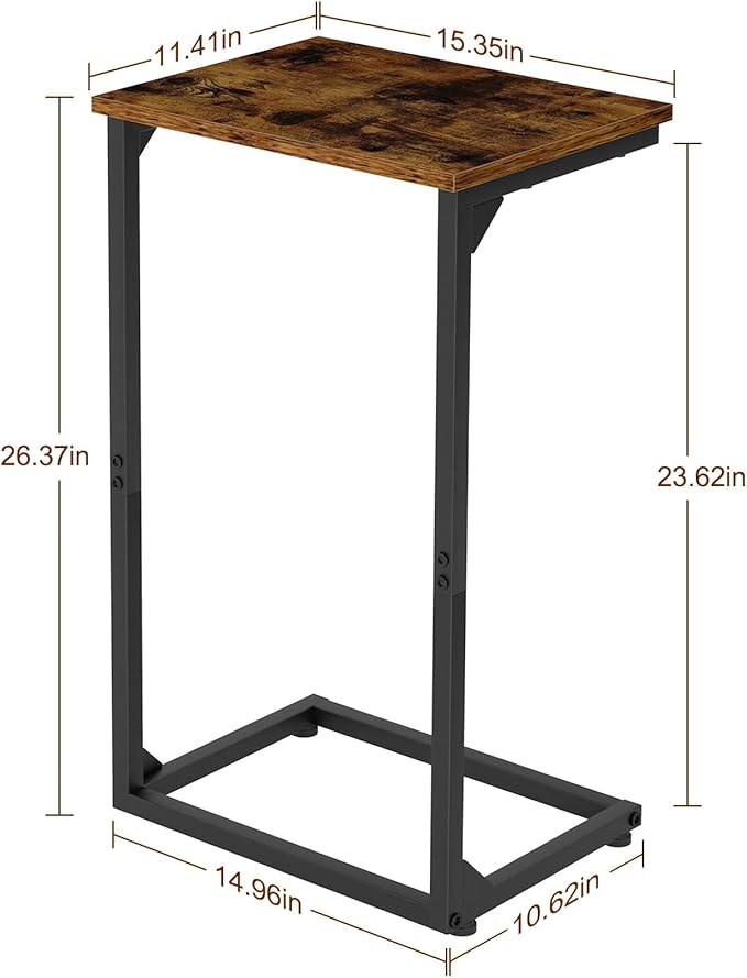 AMHANCIBLE C Shaped End Tables Set of 2, Couch Side Tables that Slide Under Sofa