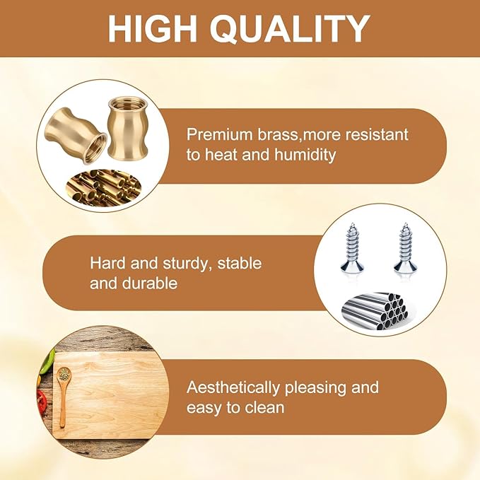 Brass Cutting Board Feet, Including Stainless Steel Screws, Silicone Nonslip
