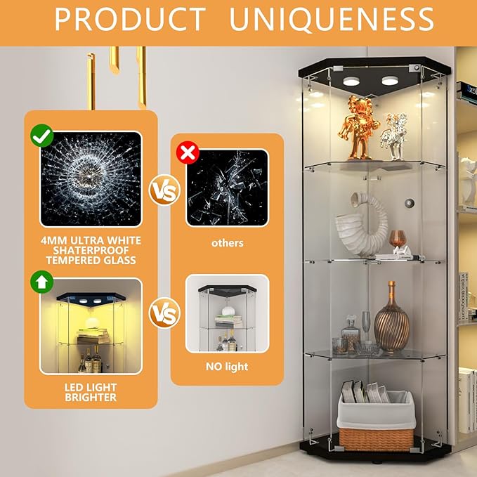 Beauty4U Glass Display Corner Cabinet