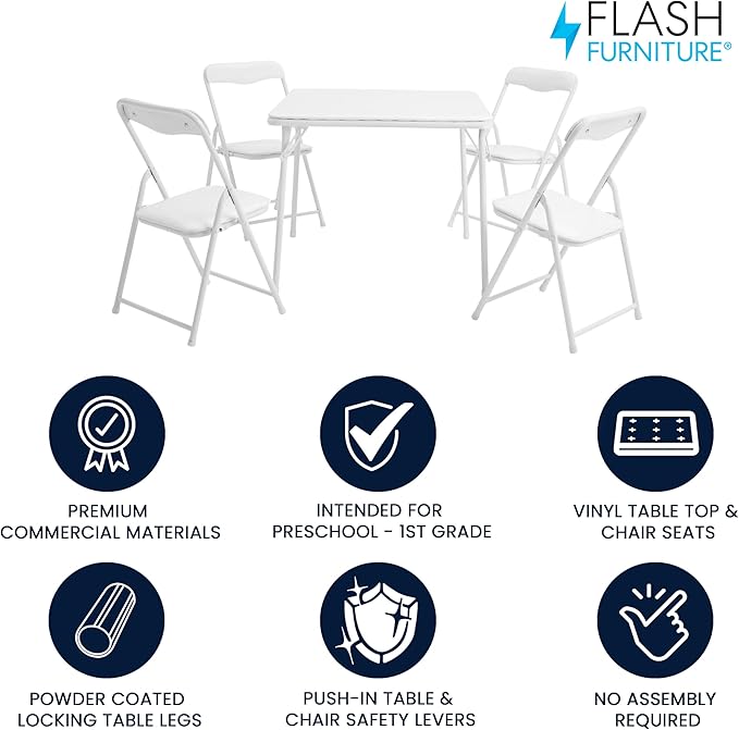 Flash Furniture Mindy Kids 5-Piece Folding Square Table and Chairs Set