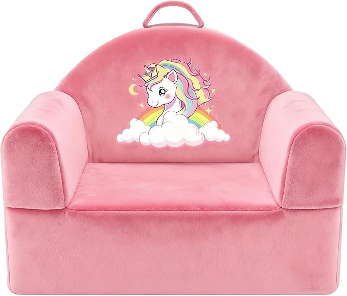 Kids Sofa Chair with Removable Washable Cover & Magic-Tape Backrest Toddler