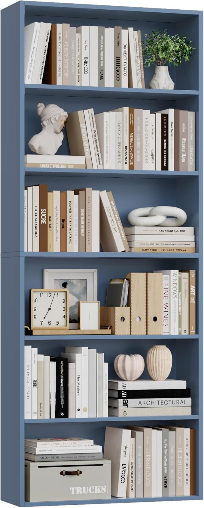FOTOSOK 6-Tier Open Bookcase and Bookshelf, Freestanding Display Storage