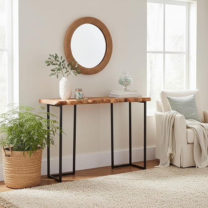 WELLAND Cedar Wood Live Edge Console Table 13" D x 42" W x 33" H Writing Desk