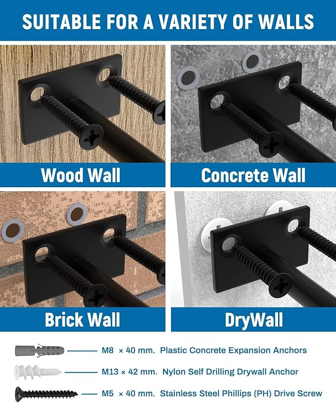 LEOPO 6-Pack 10 inch Floating Shelf Brackets, Hidden Shelf Bracket