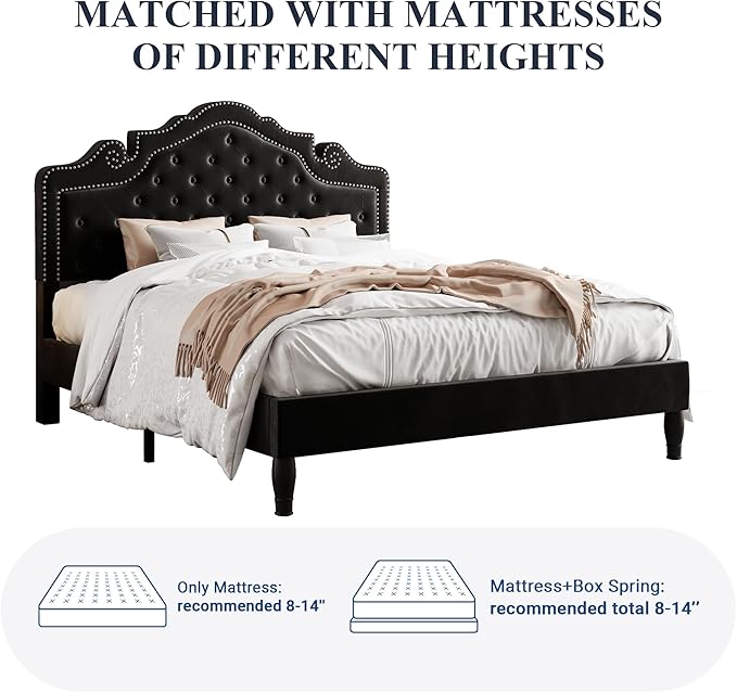 Allewie Queen Velvet Bed Frame