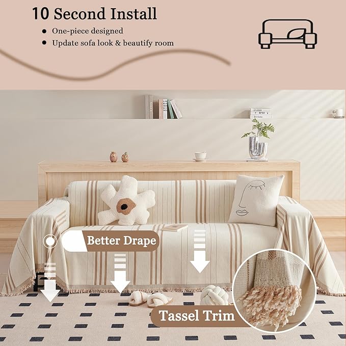 DREAMINGO Couch Cover Reversible Chenille 3 Seat Sofa Covers
