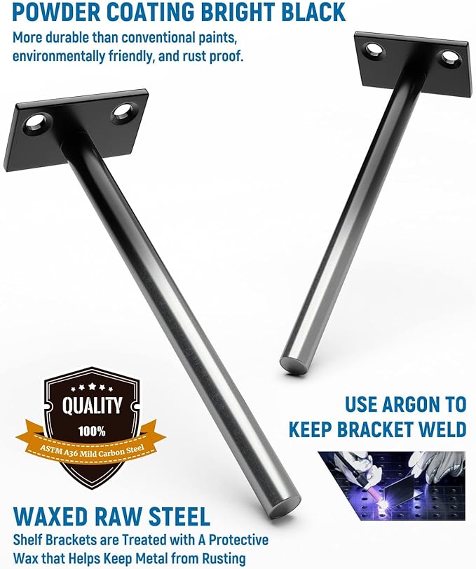 LEOPO Black 24-Pack 5 inch Floating Shelf Brackets, Hidden Shelf Bracket