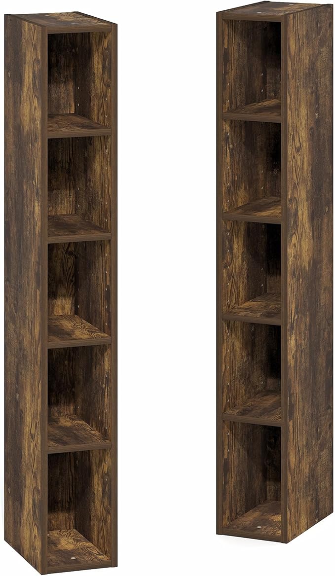 Furinno Fulda Book Shelf, 10-Tier Bookshelf, Space Saving Storage Shelf Bookcase