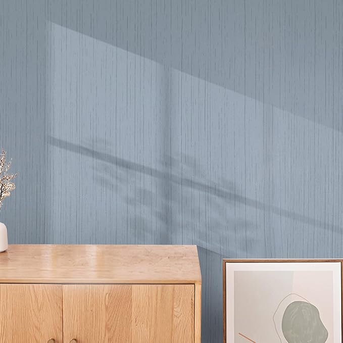 Grey Blue Grasscloth Peel and Stick Wallpaper 15.74" x 196.85" Textured Neutral