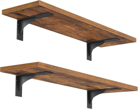 HOOBRO Floating Shelves for Wall, 15.7" Wall Mounted Shelves Set of 2, Hanging