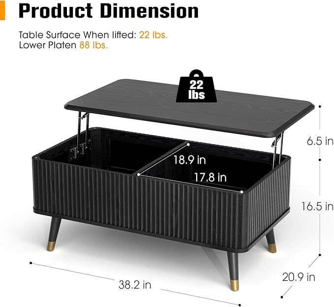 SULIVES Lift Top Coffee Table