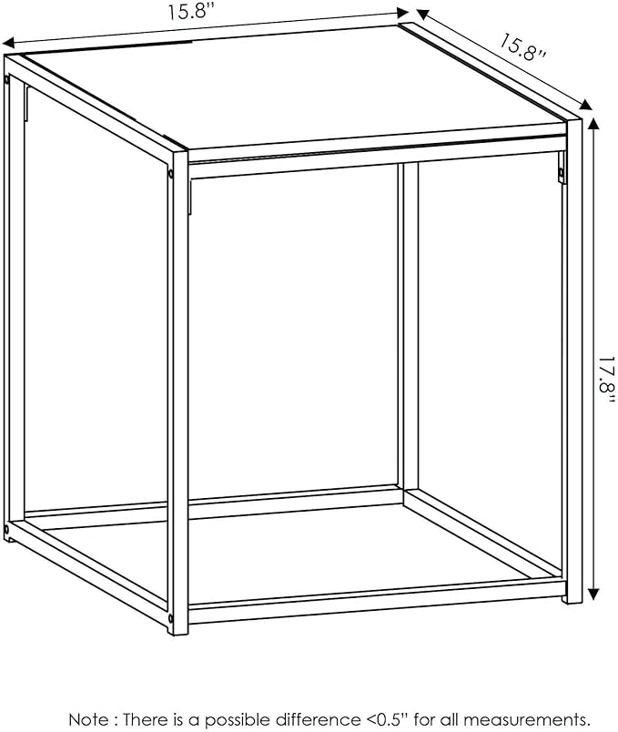 FURINNO Camnus Modern Living End Table, 1 Tier, Metal Frame