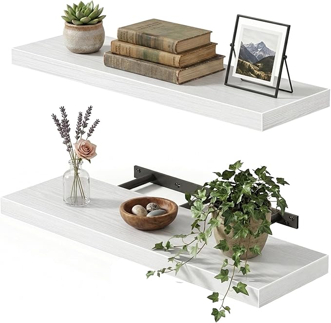 Fixwal White Shelves, Bathroom and Kitchen, Wall Mounted Shelves