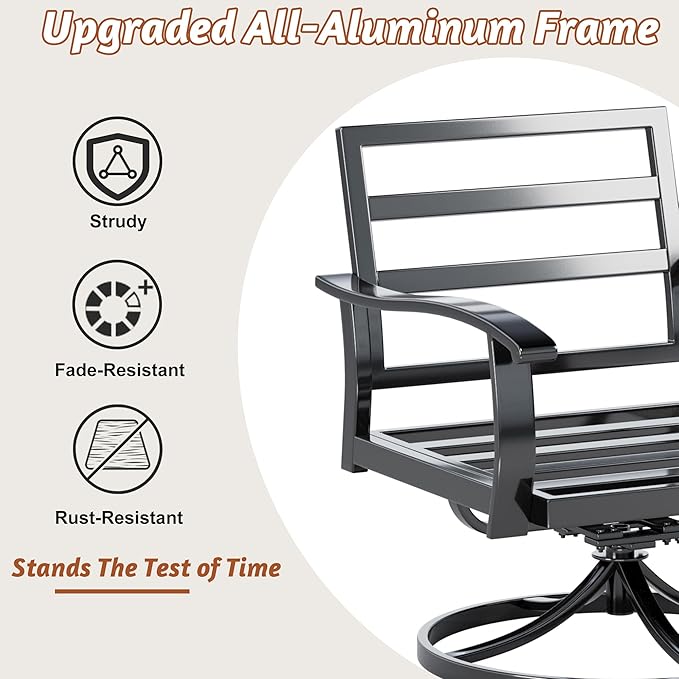 HOMREST Patio Furniture Sets 7 PCS Outdoor Metal Conversation Sets, 360 Degree