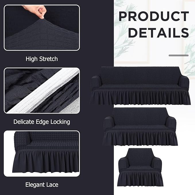 Fanfanwin 3 Pcs Sofa Slipcover Set