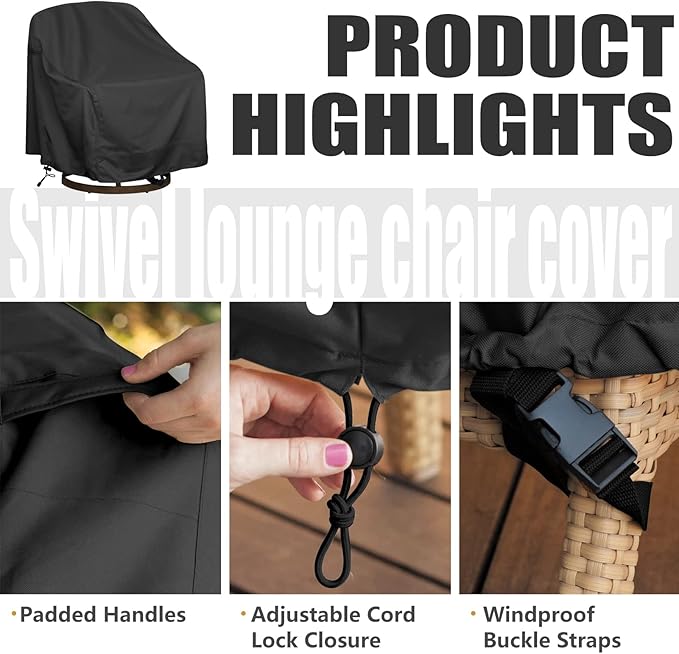 Outdoor Swivel Lounge Chair Cover 2 Pack, Waterproof Heavy Duty Outdoor Chair