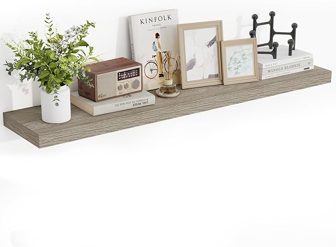 Acovy 48 Inch Floating Shelves, 3D Textured Wood Grain, Wooden Shelves